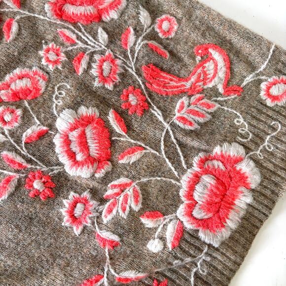 ANTHROPOLOGIE Embroidered Ranunculus Wool Blend Tunic Sweater in Multi Size M - Picture 10 of 13